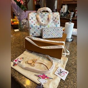White bag Multicolor Monogram with  Matching wallet